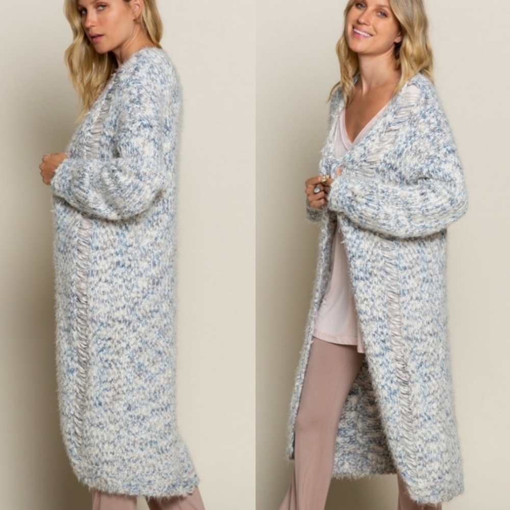 POL Distressed Popcorn Cardigan